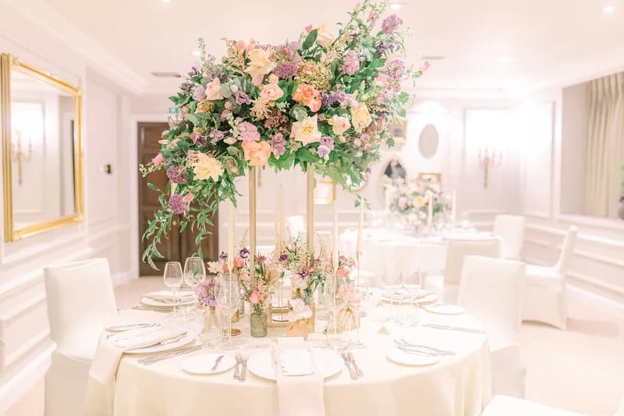 A statement urn arrangement on a side table