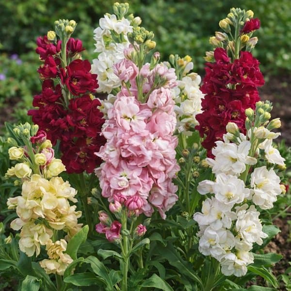 A stock flower stem with densely packed florets against a soft neutral background