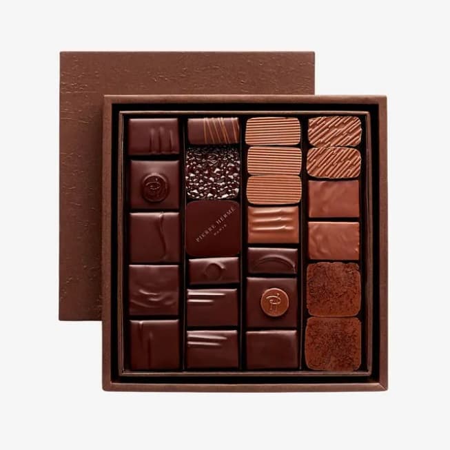 Pierre Hermé Chocolate Bonbons 210g — open box of assorted filled chocolates